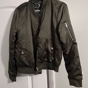 Ambiance Olive Green Satin Bomber
